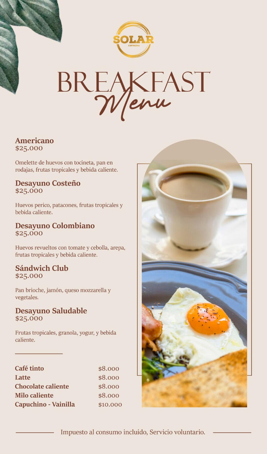Solar Breakfast Menu Solar Breakfast Menu